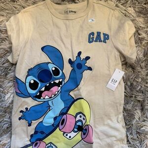 GAP Kids Beige Tee with Blue Cartoon Graphic